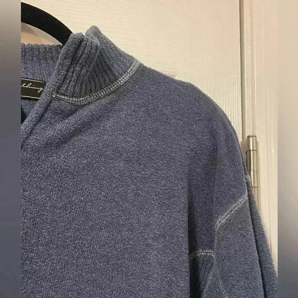 Colorado Clothing Men Blue Terrycloth Quarter Zip Ribbed Panel Pullover Size XL - Picture 4 of 11